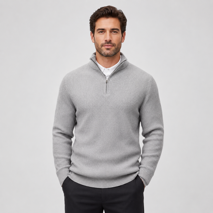 Caleb | Men's Ribbed Quarter Zip Sweater