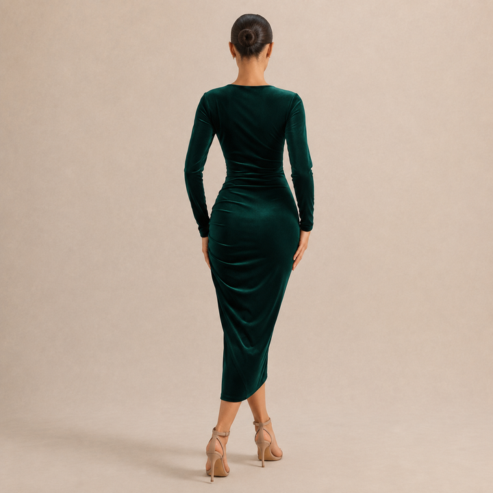 Valentina | Women's Ruched Velvet Wrap Dress