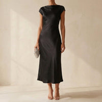 Rosamund | Women's Satin Cowl Neck Midi Dress