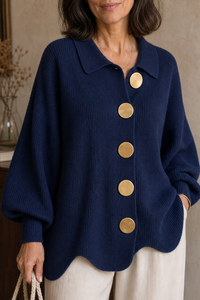 Primrose | Women's Oversized Scalloped-Hem Button Cardigan