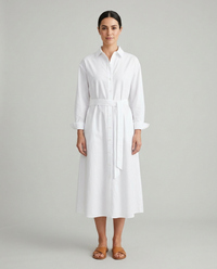 Juno | Belted Collared Shirt Midi Dress
