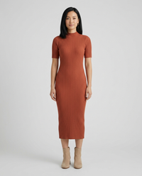 Wren | Mock Neck Ribbed Midi Dress