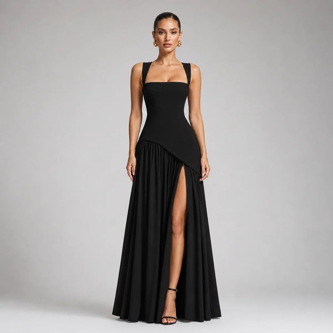 Celine | Women's Draped Satin Wedding Guest Maxi Dress