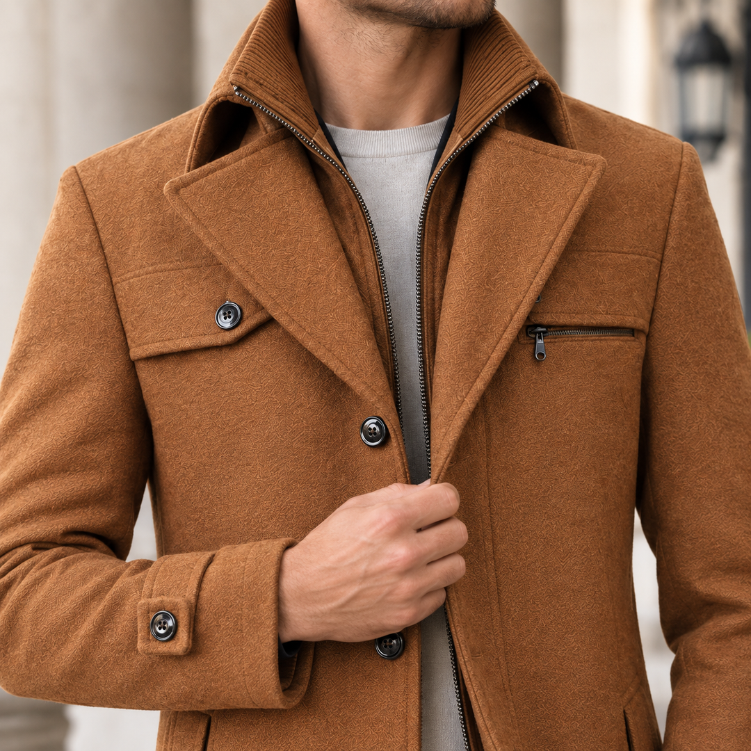 Everett | Men's Layered-Lapel Wool Coat
