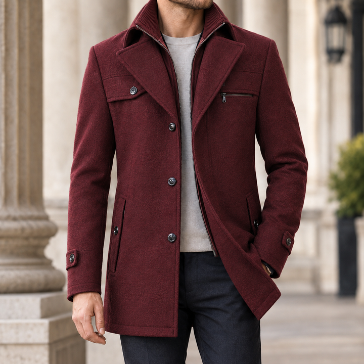 Everett | Men's Layered-Lapel Wool Coat