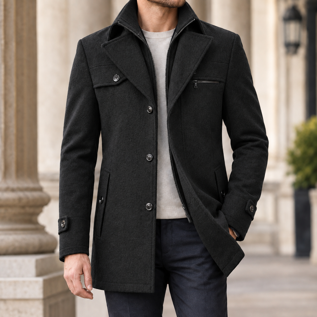 Everett | Men's Layered-Lapel Wool Coat