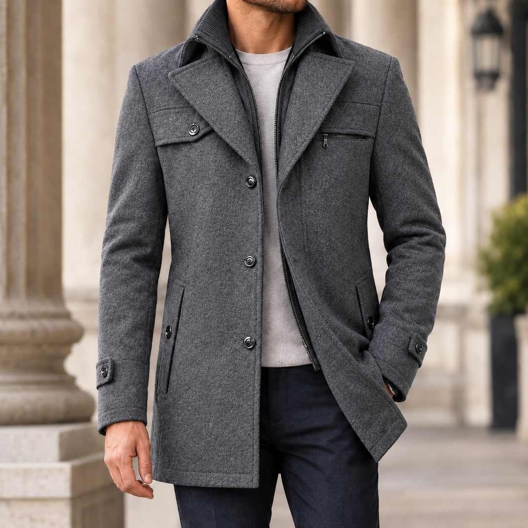 Everett | Men's Layered-Lapel Wool Coat