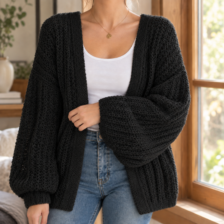 Bridget | Women's Chunky Knit Balloon Sleeve Cardigan