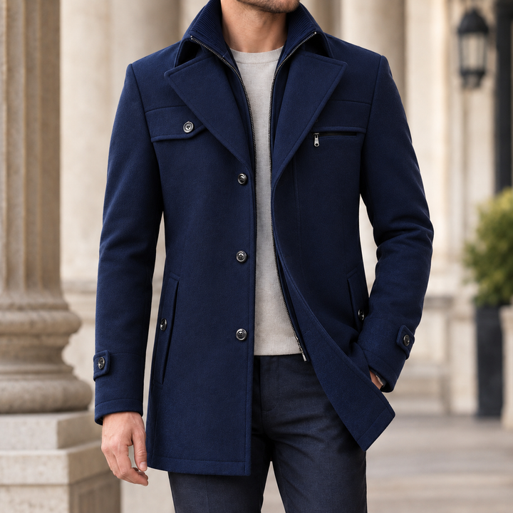 Everett | Men's Layered-Lapel Wool Coat