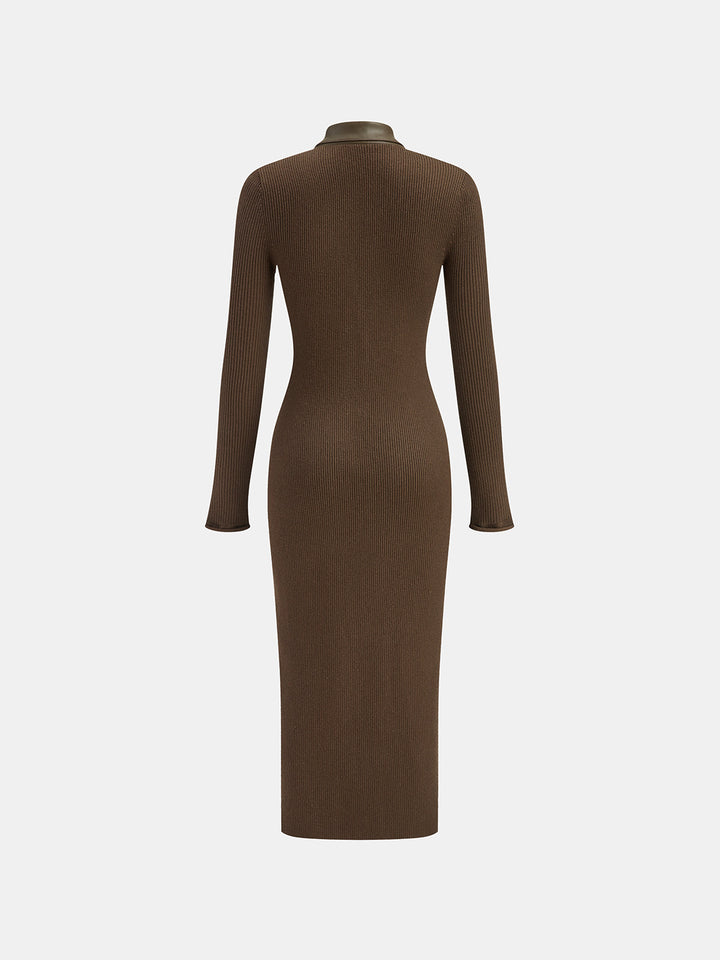 Corinne | Women's Collared Ribbed Midi Dress