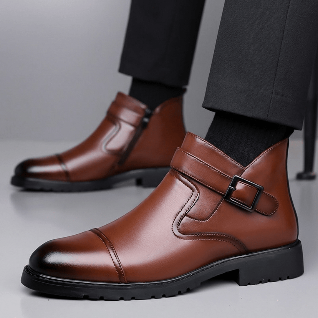 Victor | Men's Buckle Cap-Toe Ankle Boots