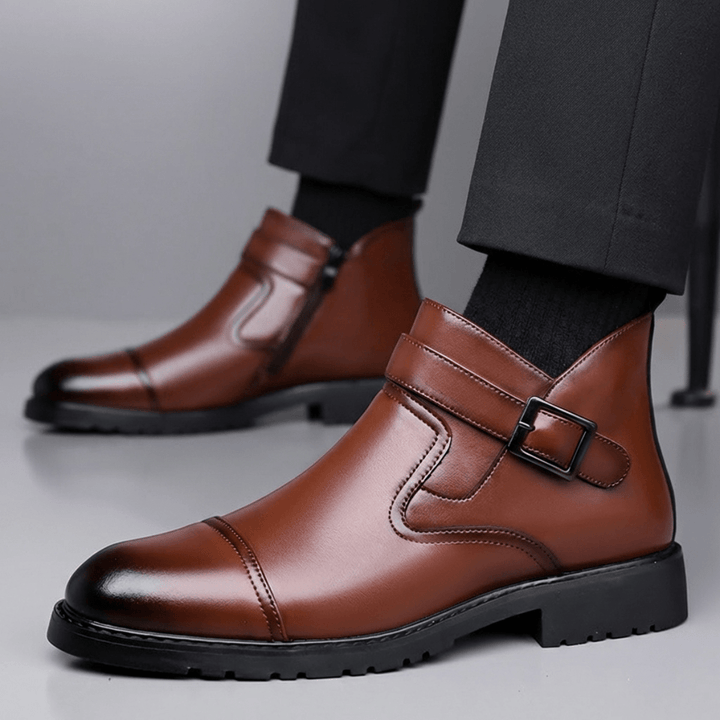 Victor | Men's Buckle Cap-Toe Ankle Boots