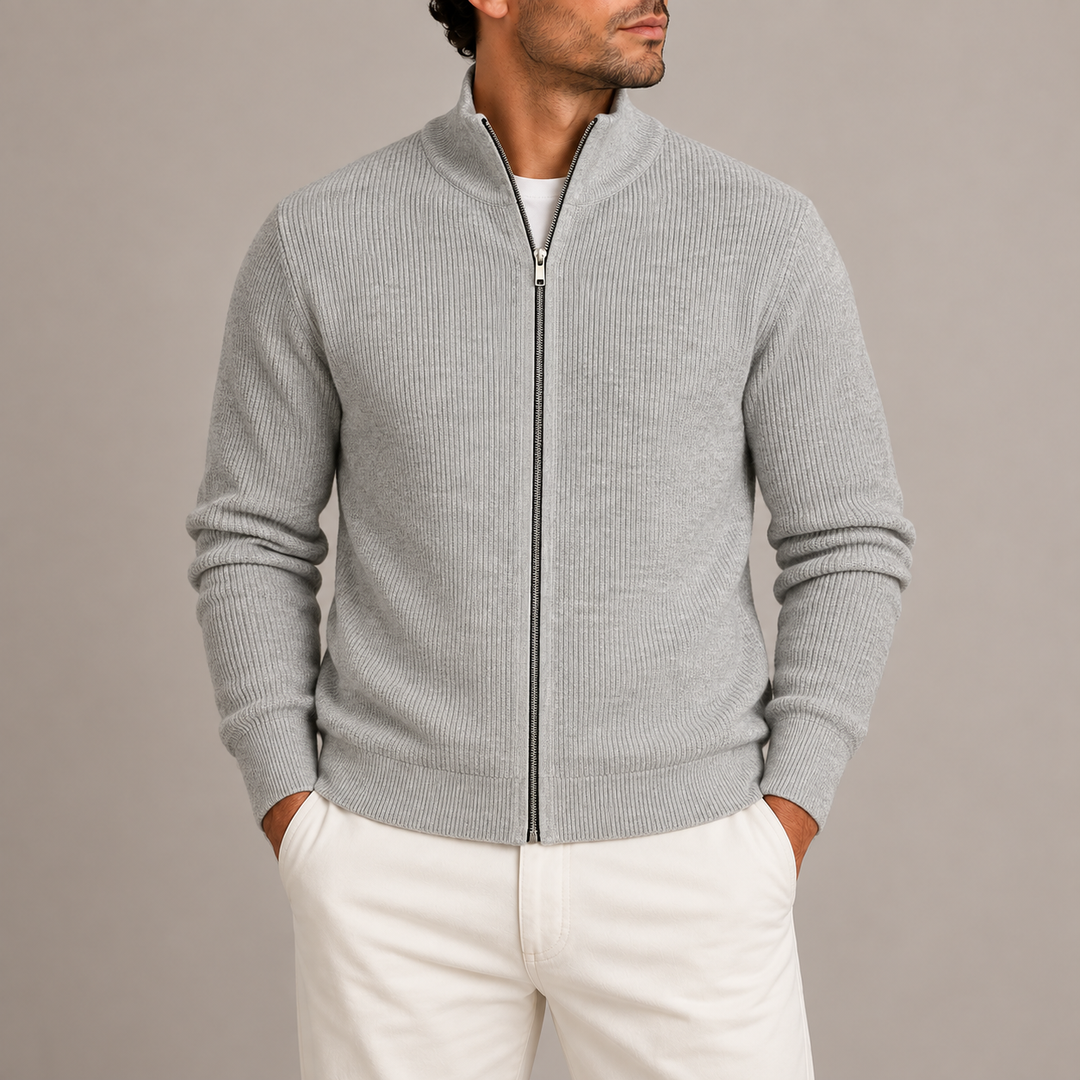 Wade | Men's Ribbed Full Zip Cardigan