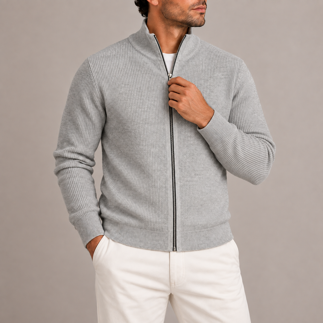 Wade | Men's Ribbed Full Zip Cardigan
