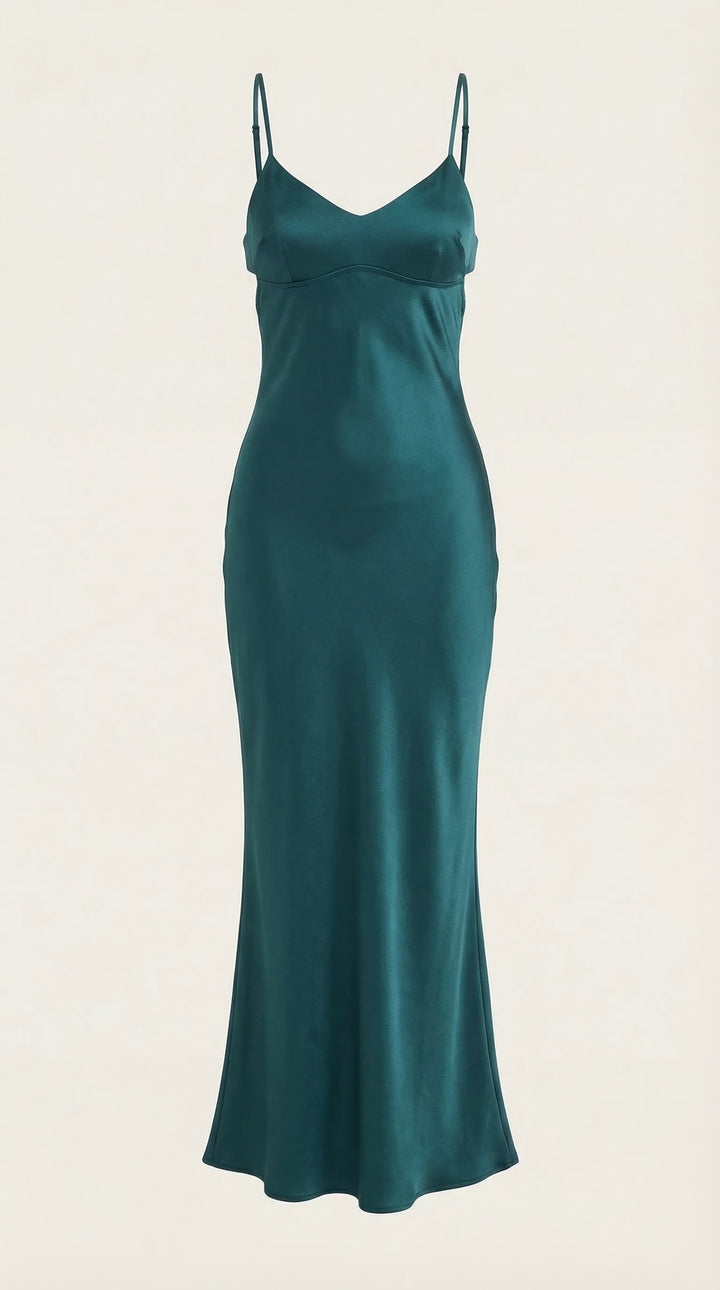 Vera | Women's Satin V-Neck Slip Maxi Dress