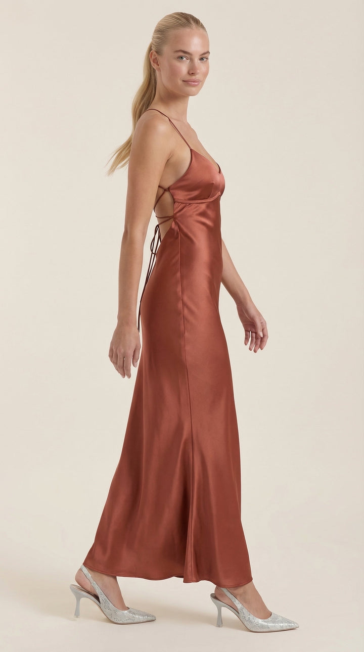 Vera | Women's Satin V-Neck Slip Maxi Dress