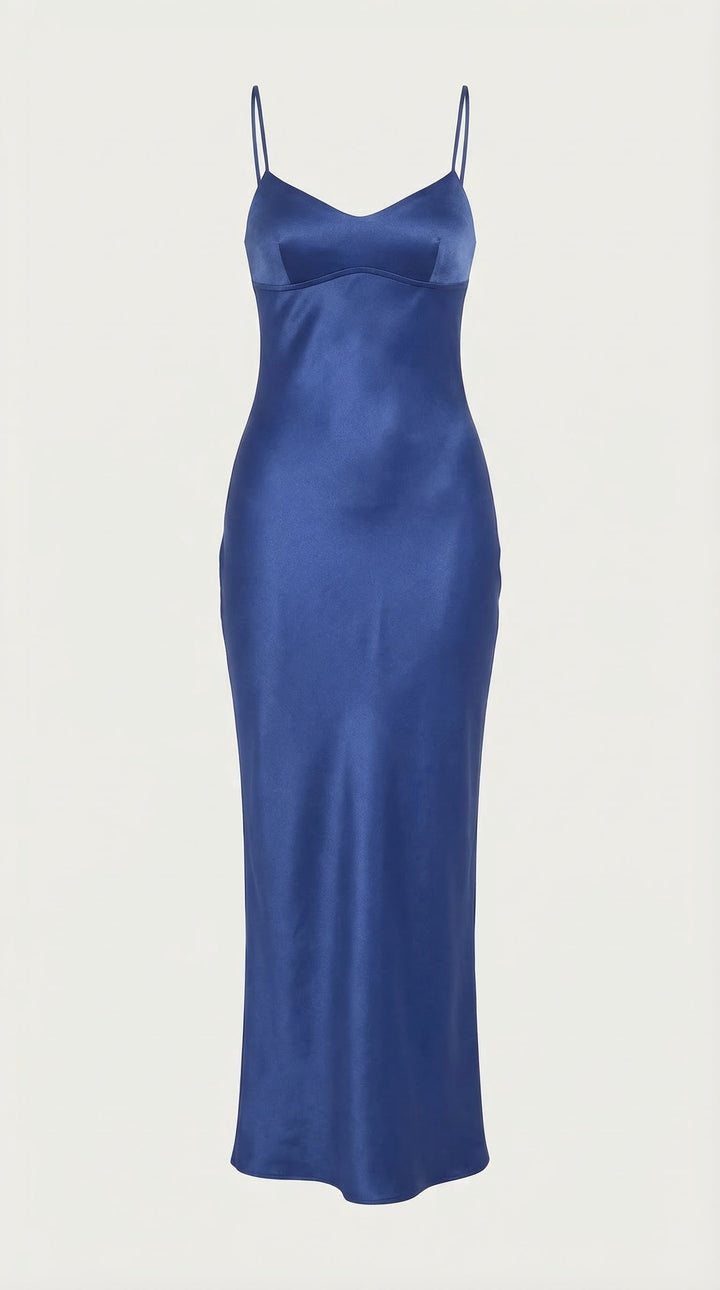 Vera | Women's Satin V-Neck Slip Maxi Dress