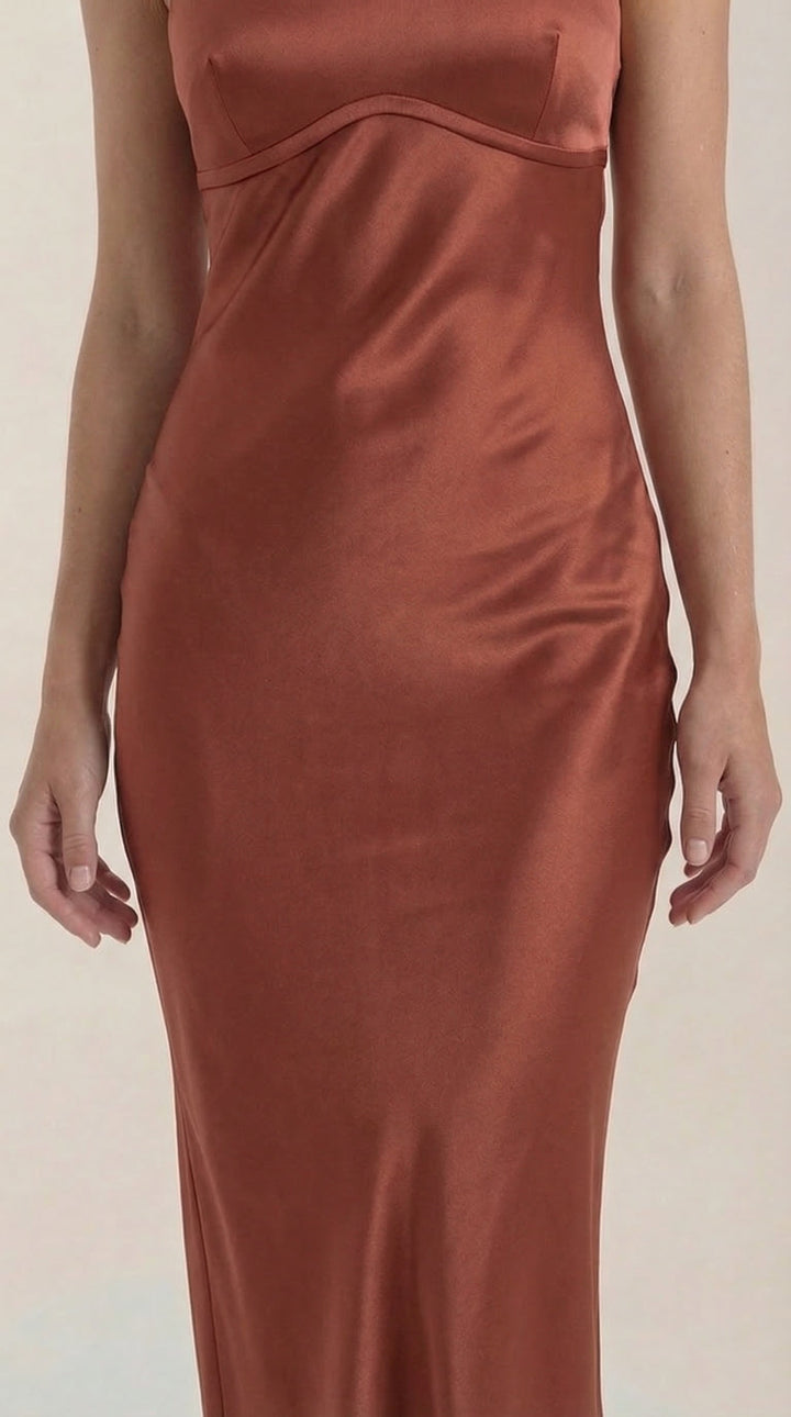 Vera | Women's Satin V-Neck Slip Maxi Dress
