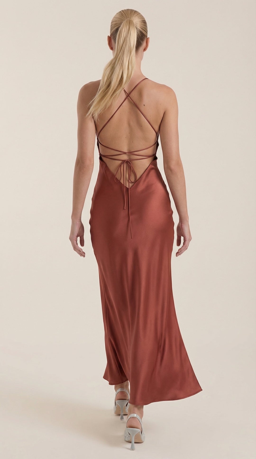 Vera | Women's Satin V-Neck Slip Maxi Dress