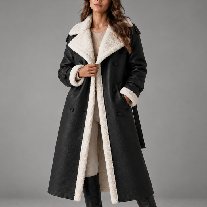 Octavia | Women's Double-Breasted Shearling-Trim Coat