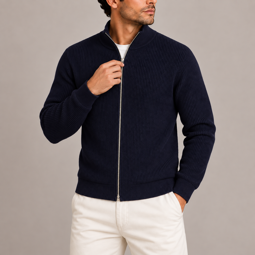 Wade | Men's Ribbed Full Zip Cardigan