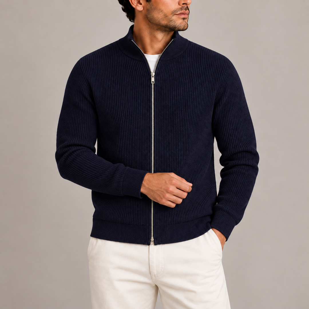 Wade | Men's Ribbed Full Zip Cardigan
