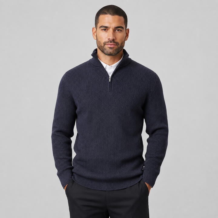 Caleb | Men's Ribbed Quarter Zip Sweater