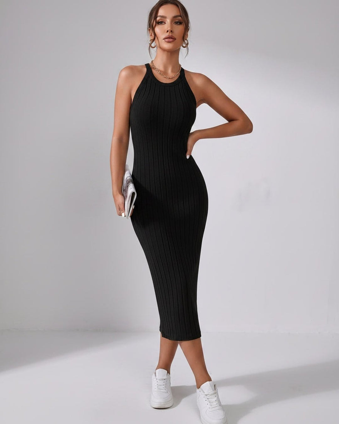 Wren | Women's Ribbed Knit Midi Dress