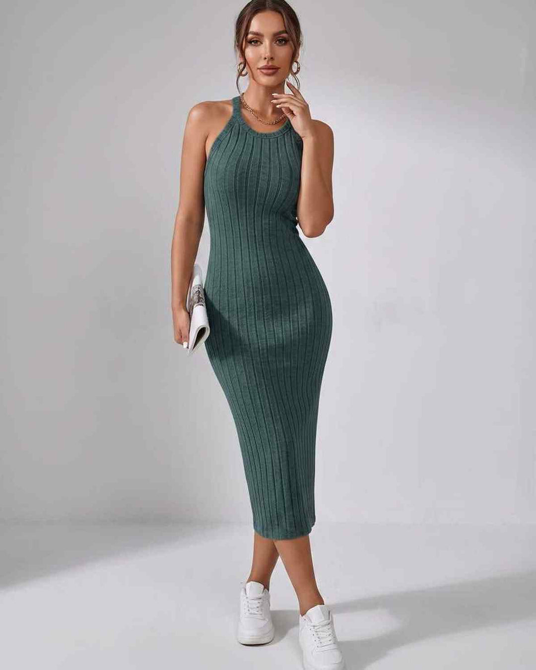 Wren | Women's Ribbed Knit Midi Dress