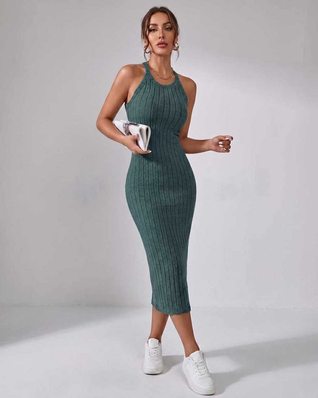 Wren | Women's Ribbed Knit Midi Dress