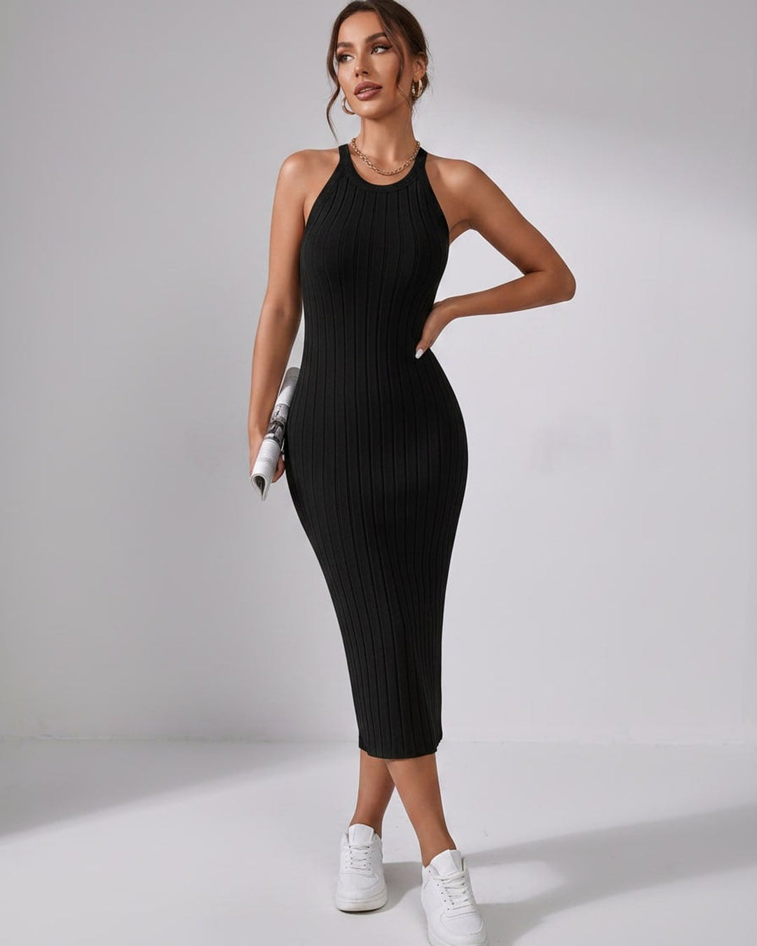 Wren | Women's Ribbed Knit Midi Dress