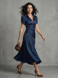 Hazel | Women's Striped Satin Midi Dress