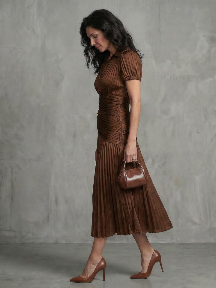 Hazel | Women's Striped Satin Midi Dress