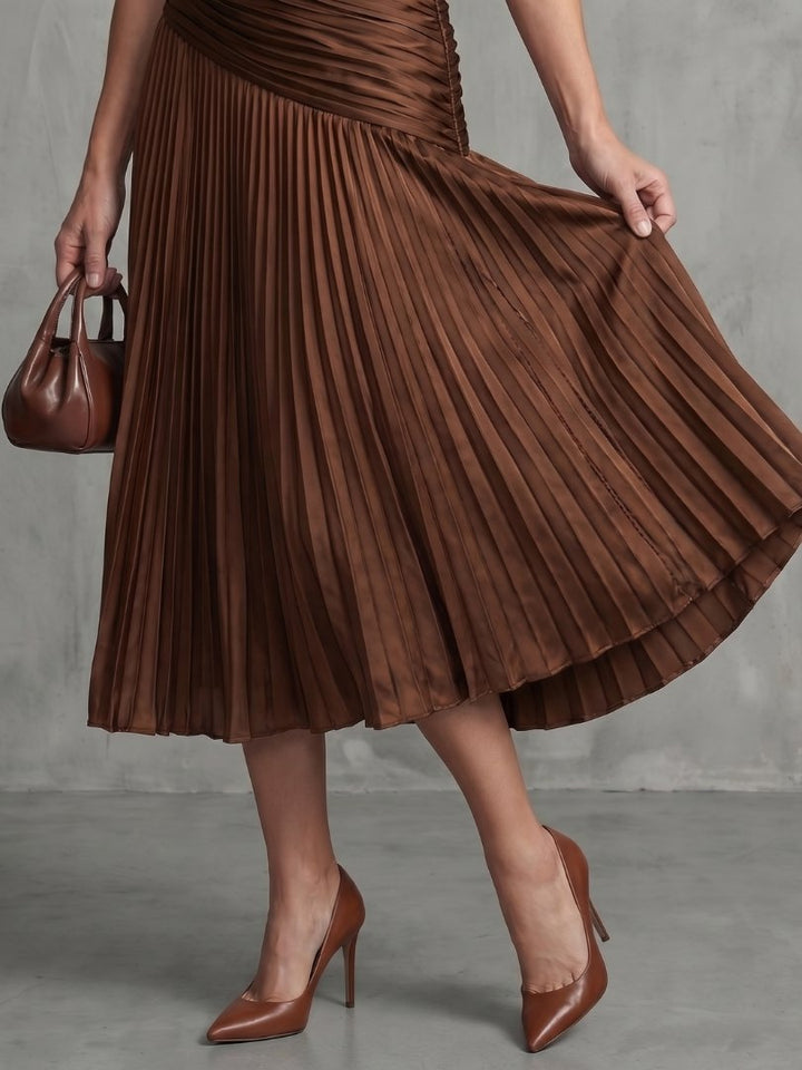 Hazel | Women's Striped Satin Midi Dress