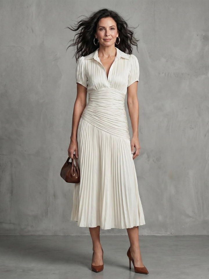Hazel | Women's Striped Satin Midi Dress