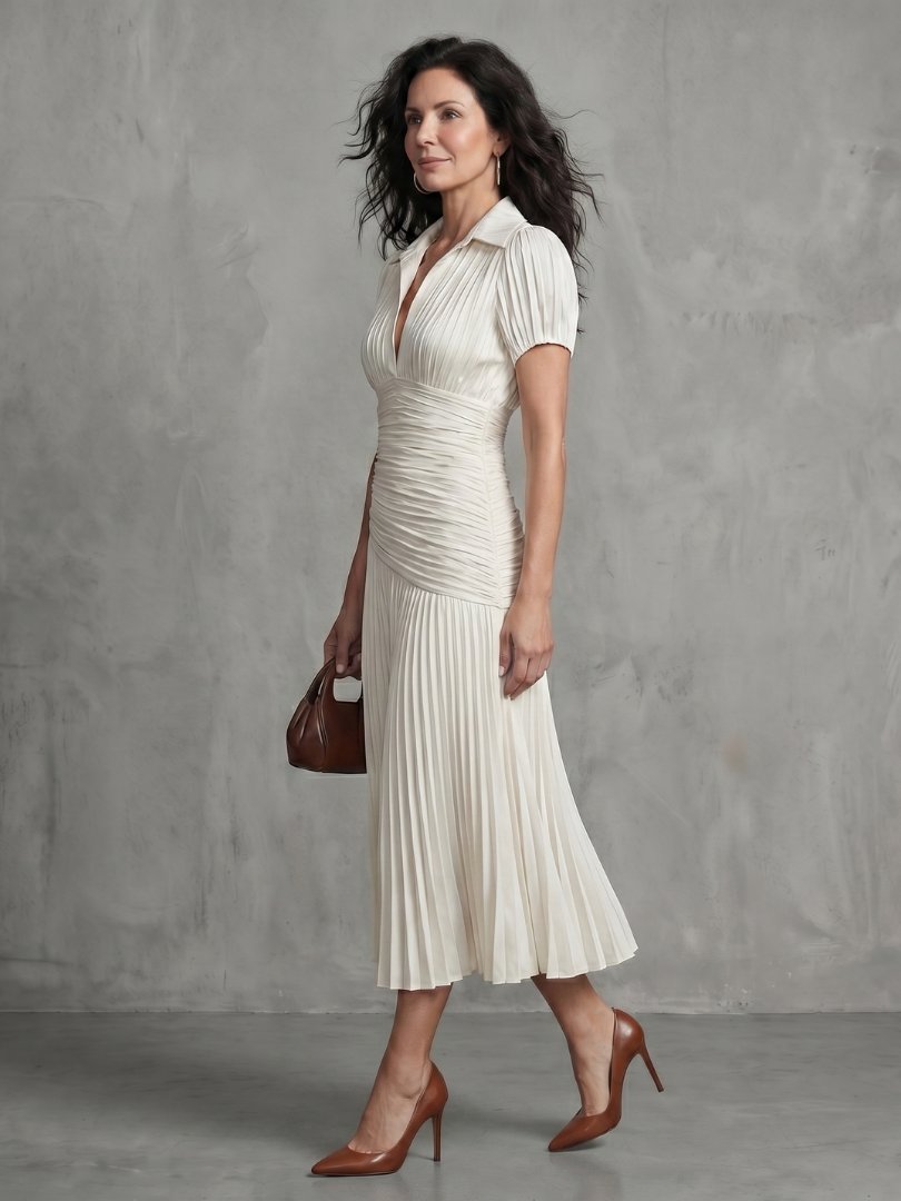 Hazel | Women's Striped Satin Midi Dress