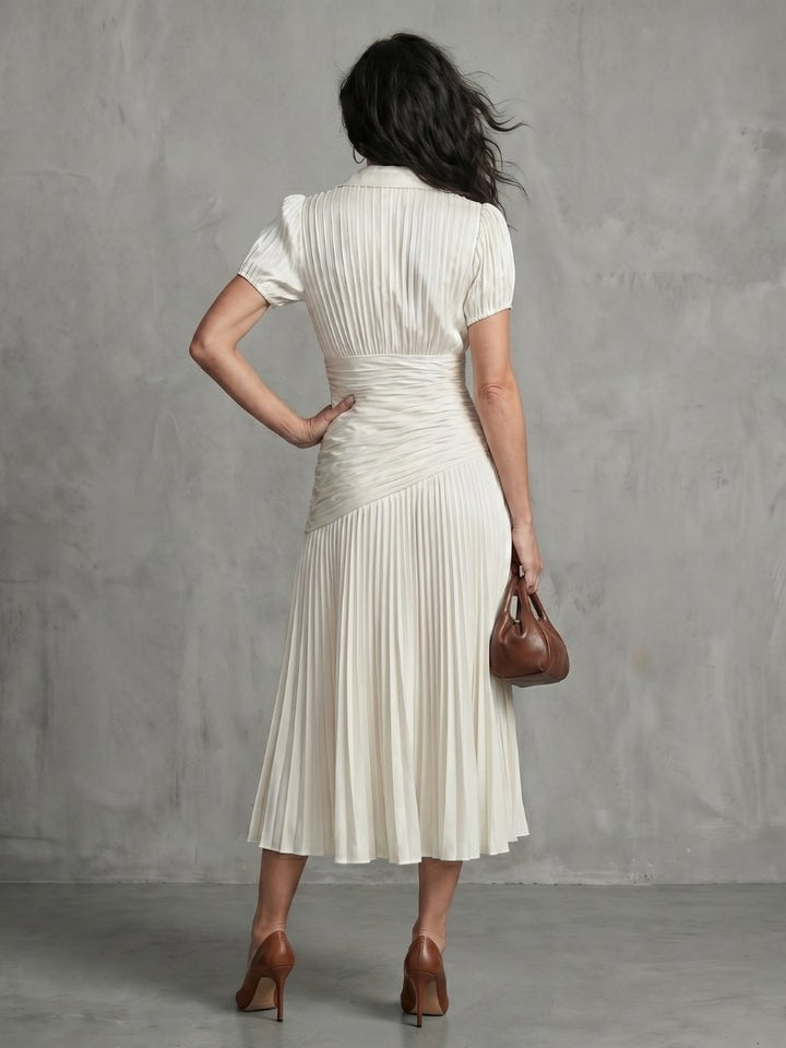 Hazel | Women's Striped Satin Midi Dress