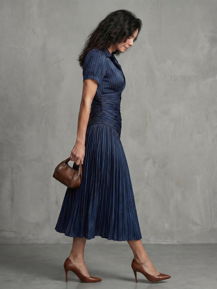 Hazel | Women's Striped Satin Midi Dress