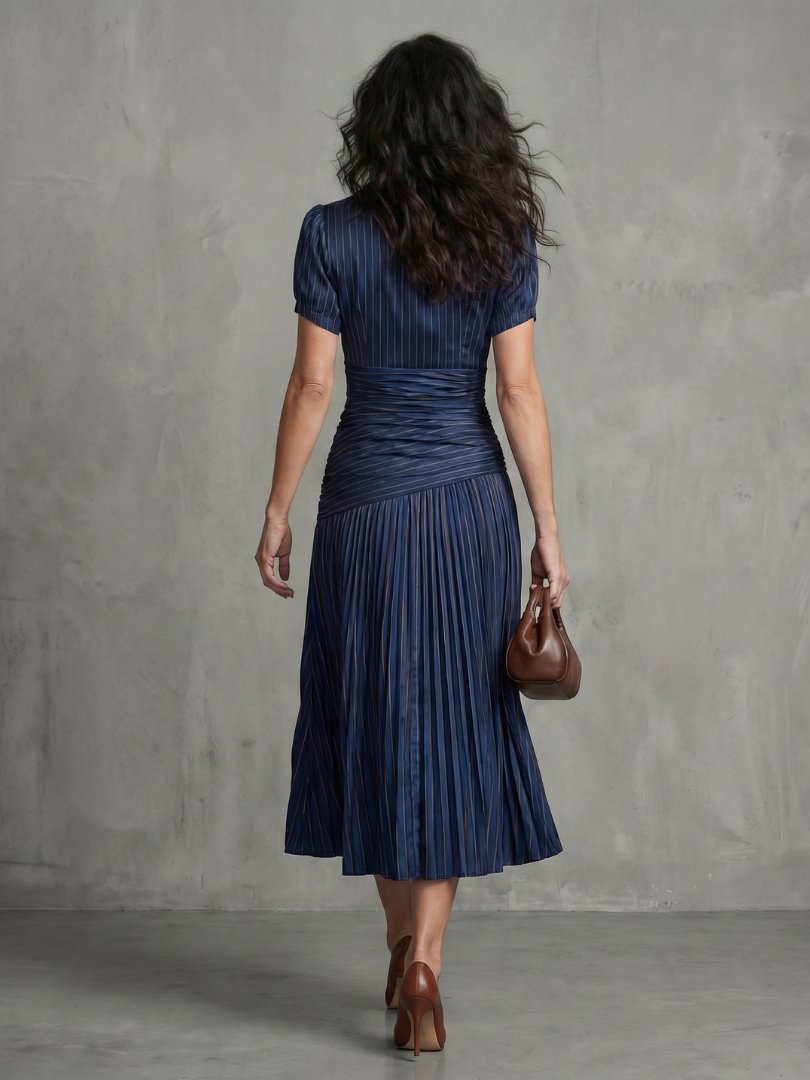 Hazel | Women's Striped Satin Midi Dress