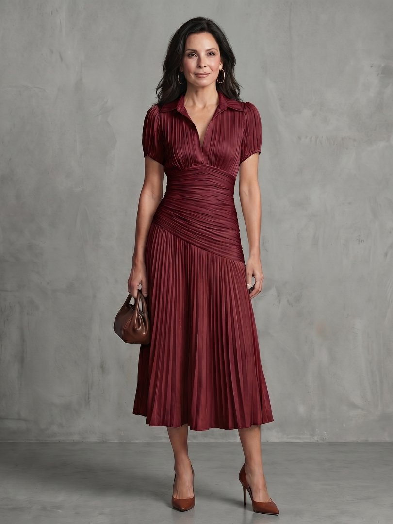 Hazel | Women's Striped Satin Midi Dress