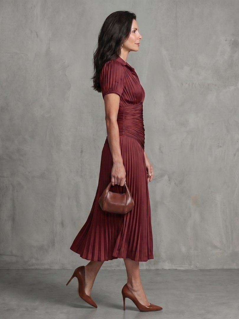 Hazel | Women's Striped Satin Midi Dress