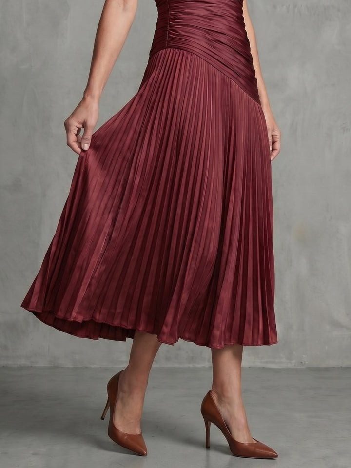 Hazel | Women's Striped Satin Midi Dress