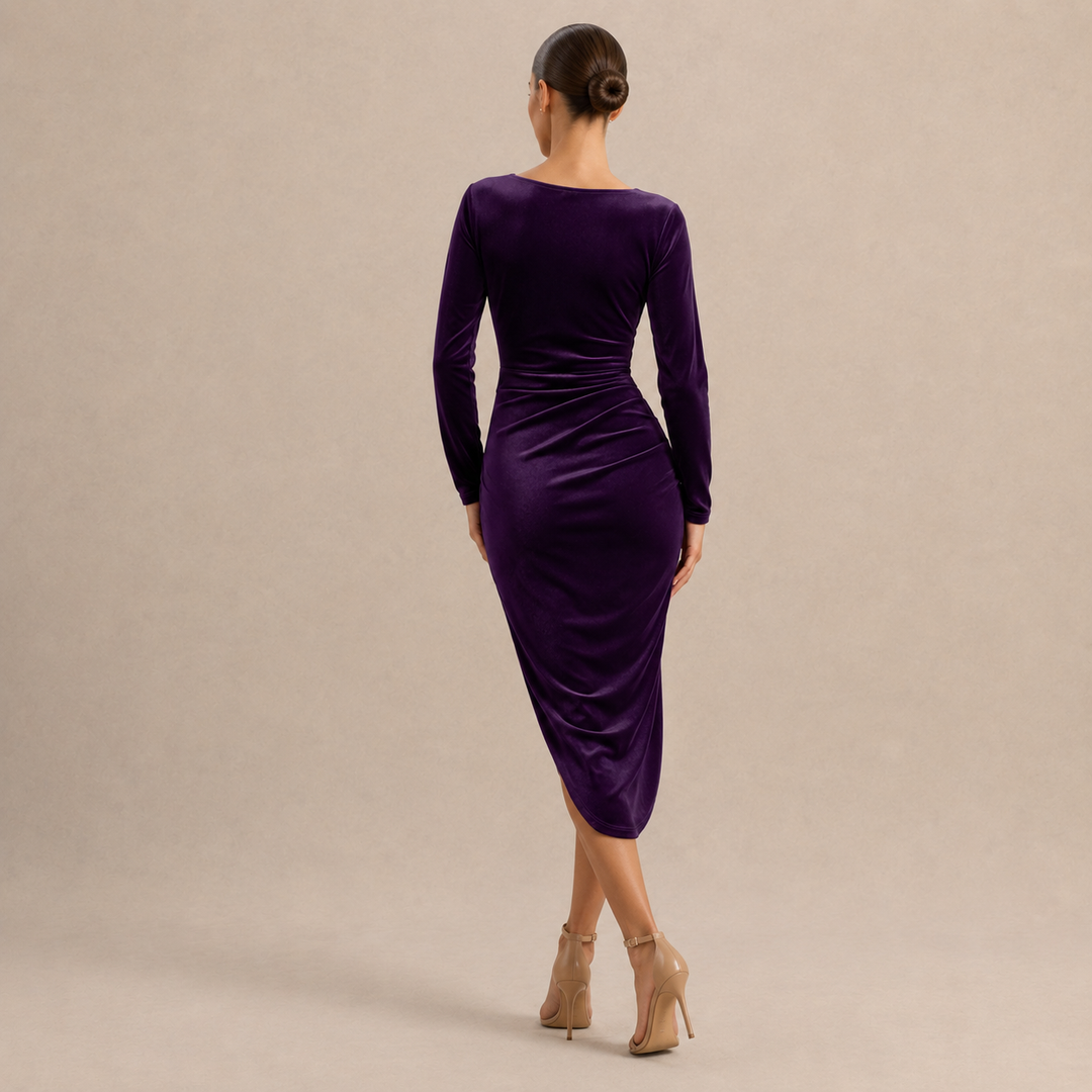 Valentina | Women's Ruched Velvet Wrap Dress