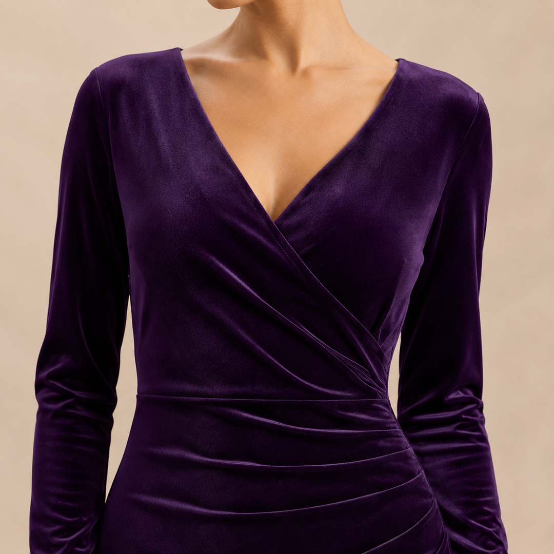 Valentina | Women's Ruched Velvet Wrap Dress