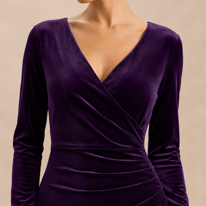 Valentina | Women's Ruched Velvet Wrap Dress