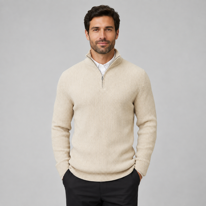 Caleb | Men's Ribbed Quarter Zip Sweater