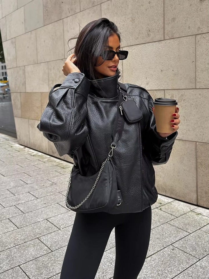 Margot | Women's Asymmetrical Faux Leather Jacket