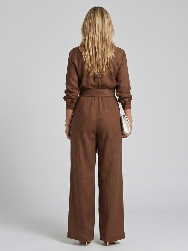 Priscilla | Women's Button Front Wide Leg Jumpsuit
