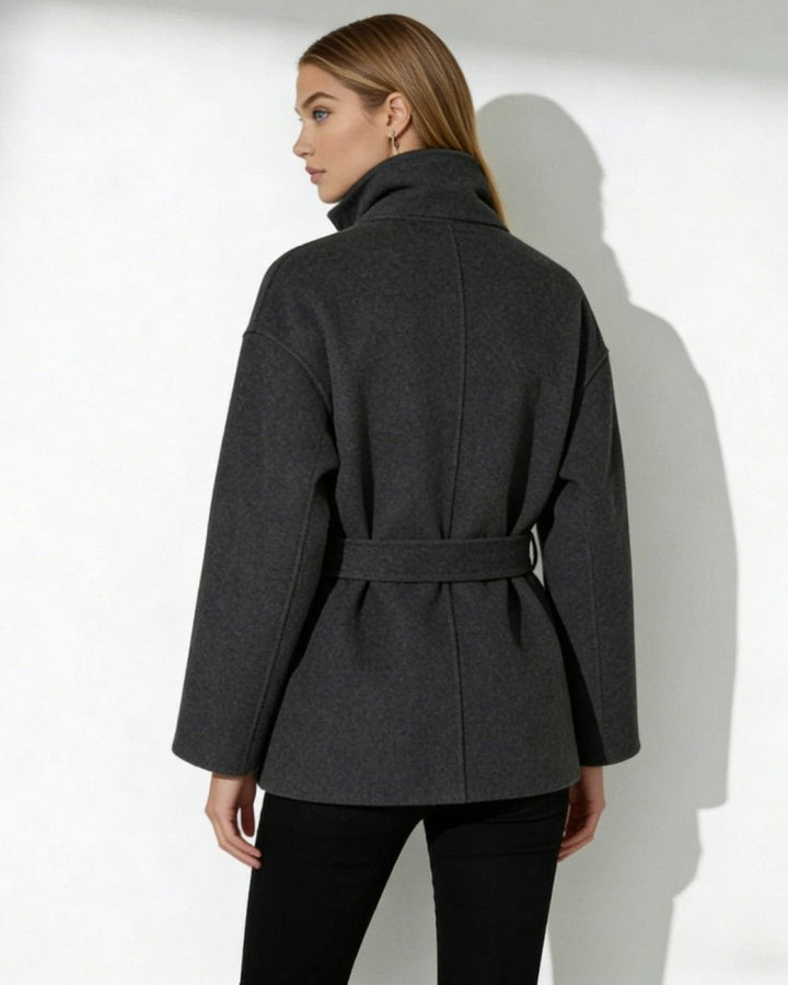 Marguerite | Women's Belted Funnel Neck Wool Coat