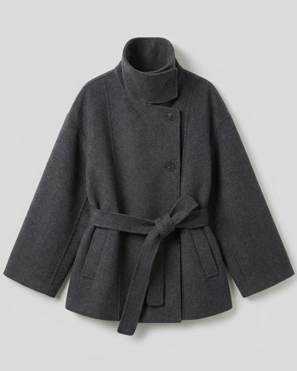 Marguerite | Women's Belted Funnel Neck Wool Coat